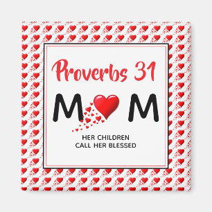 Imã PROVERBS 31 MOM Red Hearts Dia de as mães Cristã