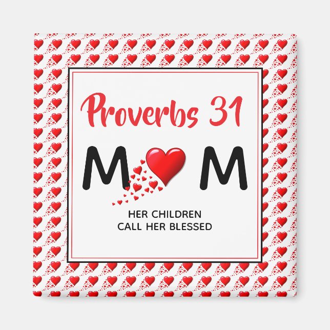 Imã PROVERBS 31 MOM Red Hearts Dia de as mães Cristão (Frente)