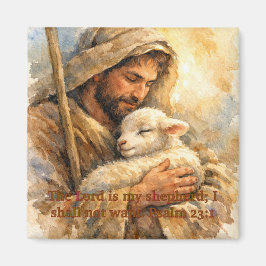 Imã Psalm 23:1 Good Shepherd Square Ornament