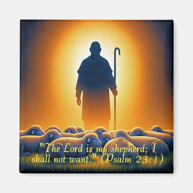 Imã Psalm 23:1 Lord as Shepherd Square Magnet (Frente)