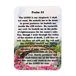 Ímã Psalm 23 Watercolor Bridge, flores rosa