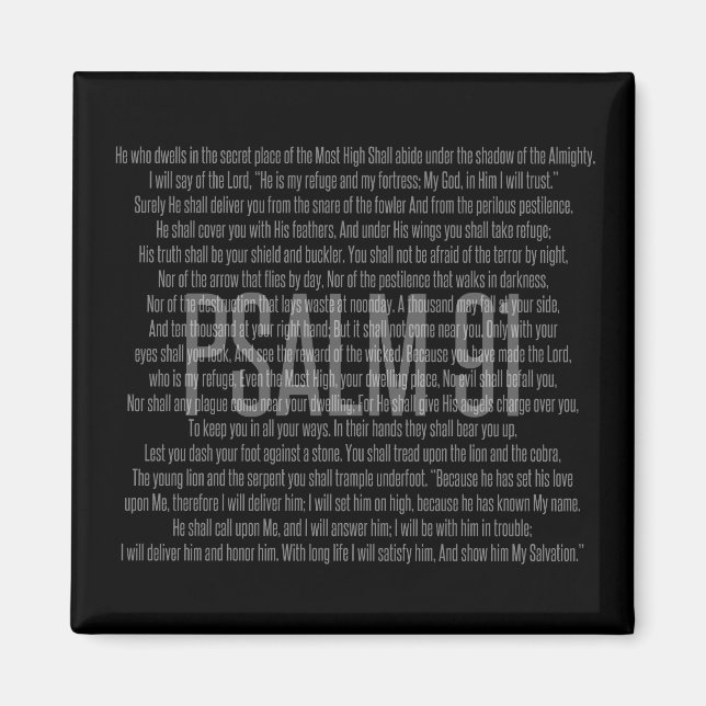 Imã Psalm 91 Scripture Magnet for Home or Office (Frente)