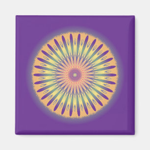 Imã Psicodélico Amarelo-Laranja Roxo Mandala