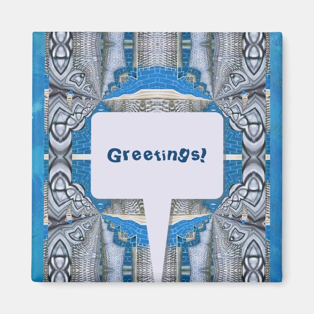 Imã Psicodélico - Padrão e Texto Fraturais Divertidos (Frente)