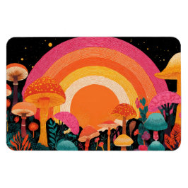 Ímã Psychedelic Mushroom Sunset – Retro Fantasy Nature