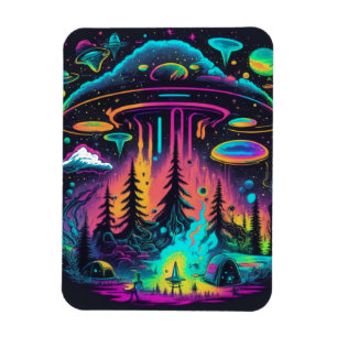 Ímã Psychedelic UFO Fantasy Art