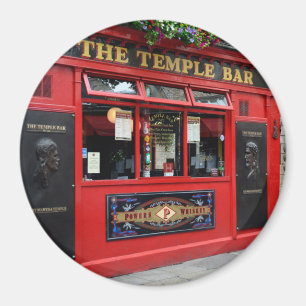 Imã Pub de Bar Red Temple em Dublin com ímã redondo