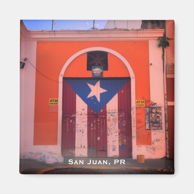 Imã Puerto Rican Flag (Old San Juan, PR Street Art) (Frente)