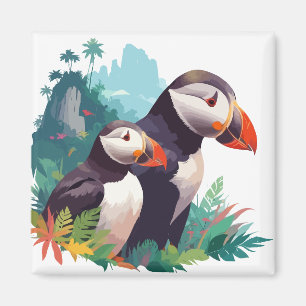 Imã Puffin Vetor Art Animal Na Natureza Majestosa