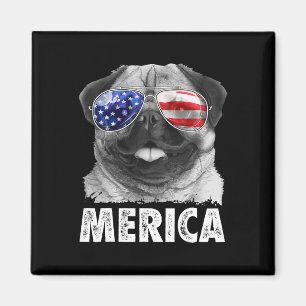 Imã Pug 4 de julho Camisas Merica Men Usa Americana