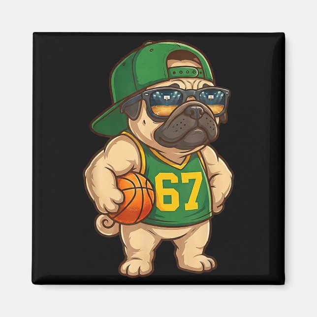 Imã Pug Basketball Dog 67 Gen Alpha Slang Srts Men Boy (Frente)