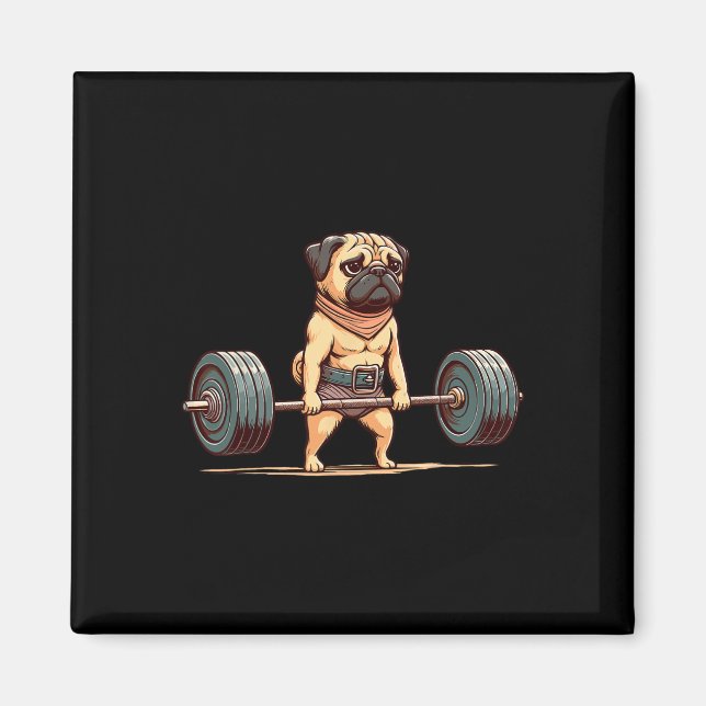 Imã Pug Bodybuilder Gym Humor Pesar Workout M (Frente)