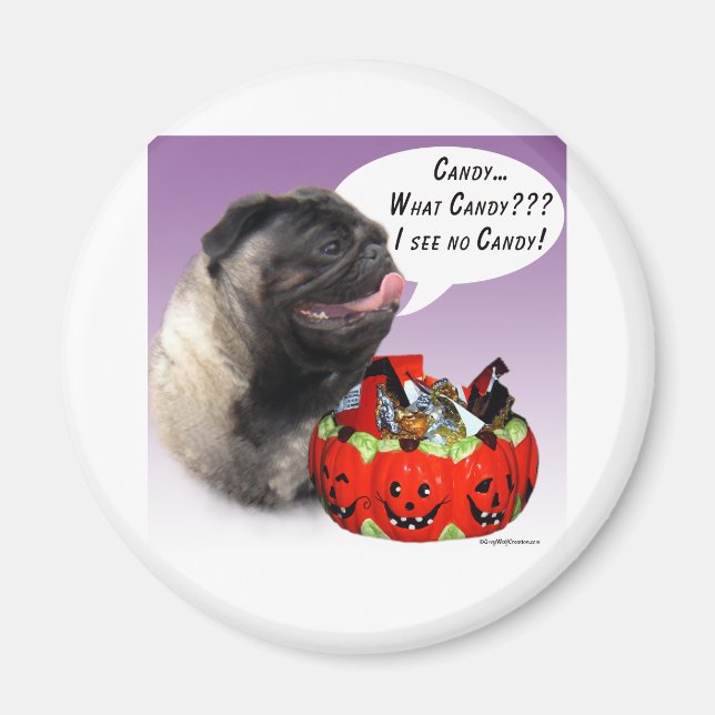 Imã Pug (camisa) Halloween Candy (Frente)
