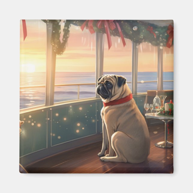 Imã Pug Christmas Cruise: Delito de Férias Pawsome (Frente)