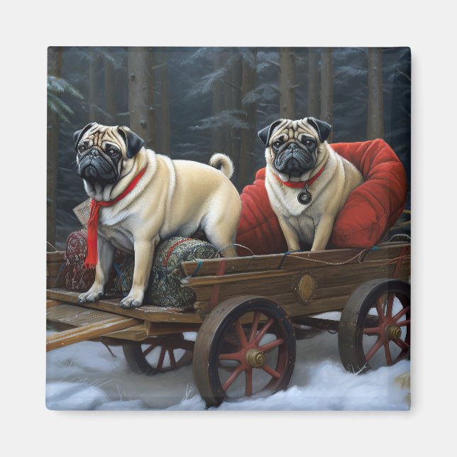 Imã Pug Christmas Fesason Season (Frente)