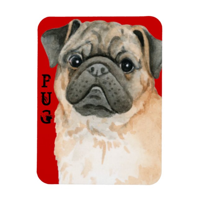 Ímã Pug Color Block (Vertical)