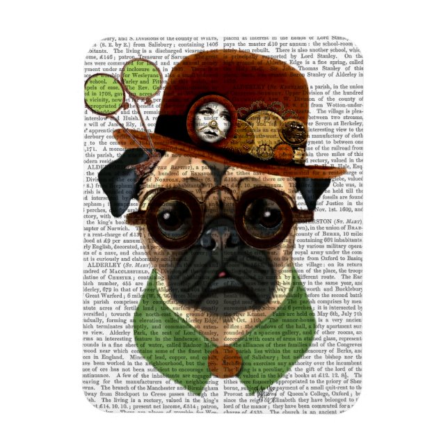Ímã Pug com Steampunk Bowler Hat (Vertical)