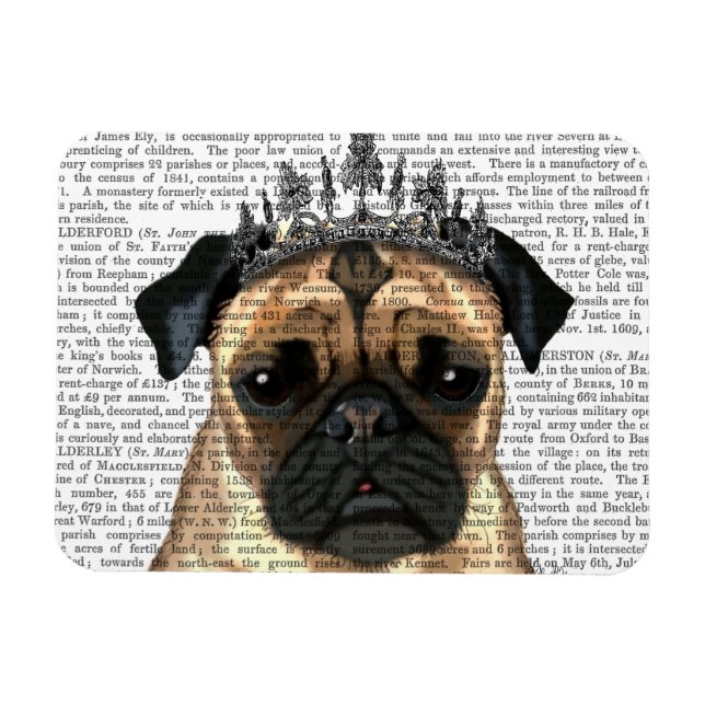 Ímã Pug Com Tiara (Horizontal)