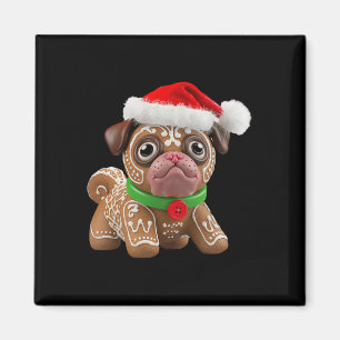 Imã Pug de Pão de Mel Engraçado Natal Mulheres Homens