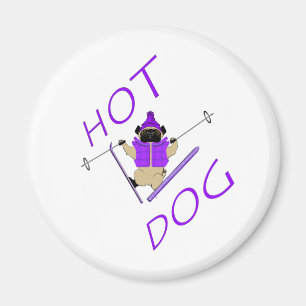 Imã Pug do esqui do Hotdog