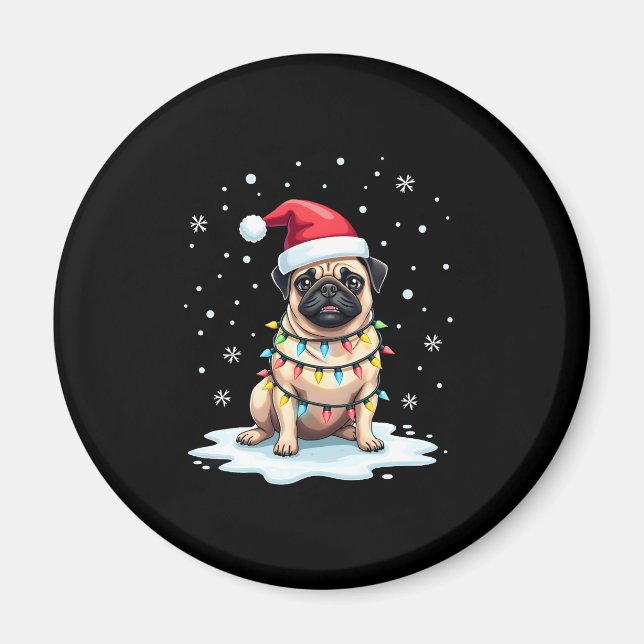 Imã Pug Dog Christmas Men Women (1) (Frente)