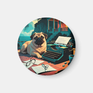 Imã Pug Dog gentleman vintage