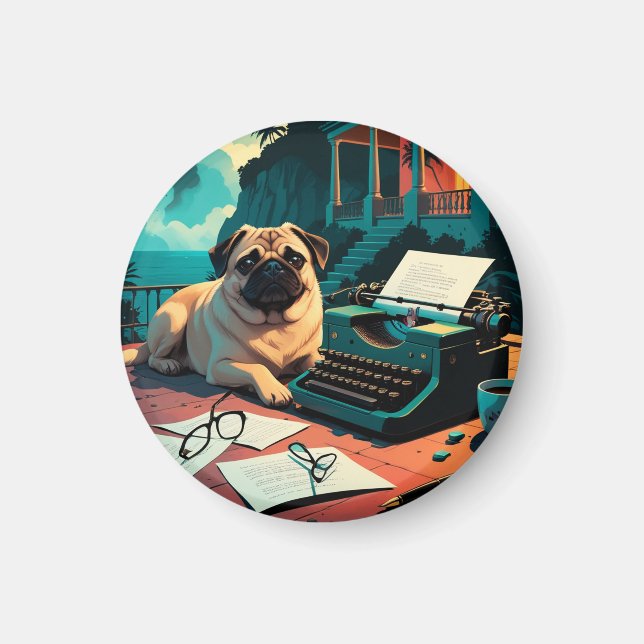 Imã Pug Dog gentleman vintage (Frente)