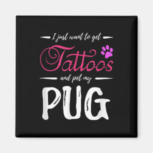 Imã Pug Dog Lover Tattoo Engraçada Cachorro Mãe Dom Id