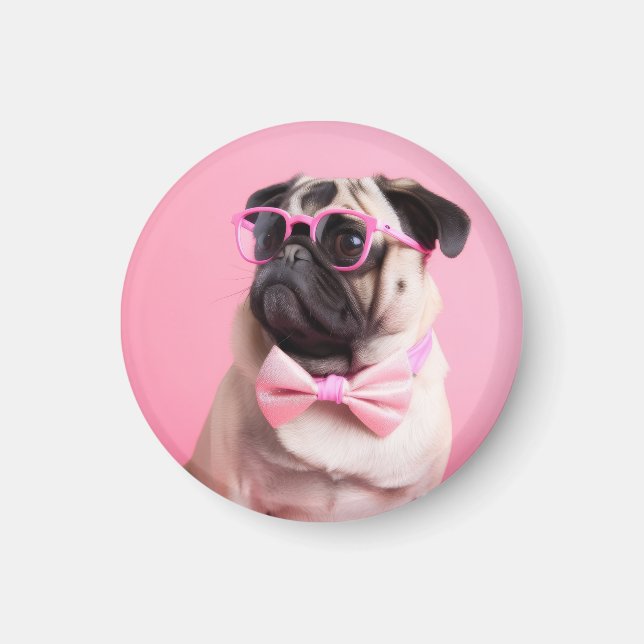 Imã pug dog wearing bow (Frente)