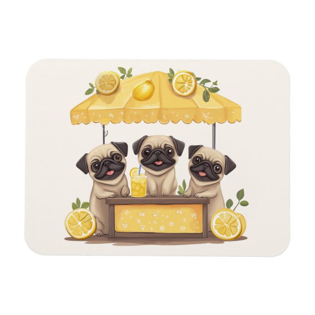 Ímã Pug Dogs Lemonade Stand (Horizontal)