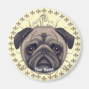 Imã Pug Fleur De Lis