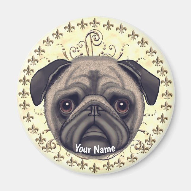 Imã Pug Fleur De Lis (Frente)