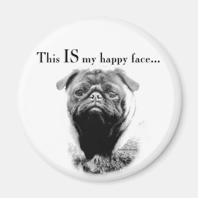 Imã Pug Happy Face (Frente)