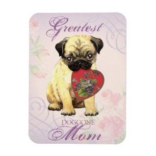 Ímã Pug Heart Mãe