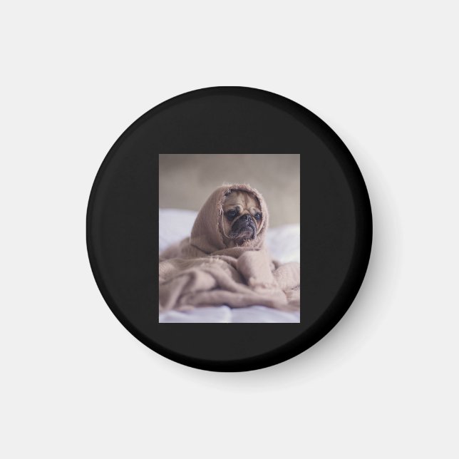 Imã Pug In Blanket Cute Pug Dover Gift (Frente)