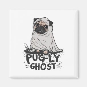 Imã Pug ly Ghost Funny Dog Puns Halloween Pug Owners S