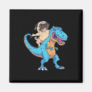 Imã Pug Montando T-Rex Surfando Dinossauro Amante de C