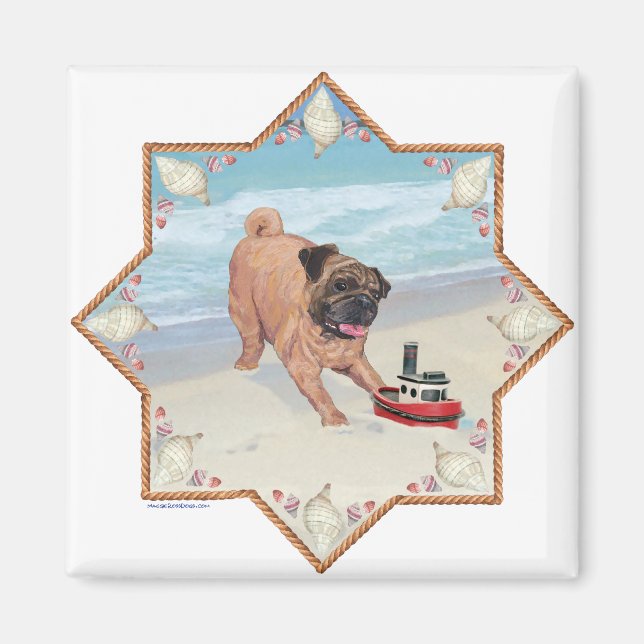 Imã Pug na Praia (Frente)