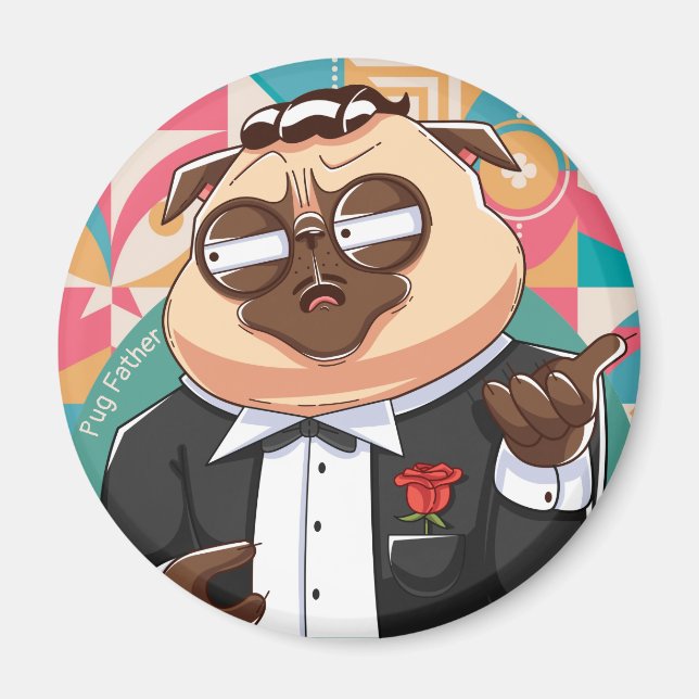 Imã Pug Padre Magnet (Frente)