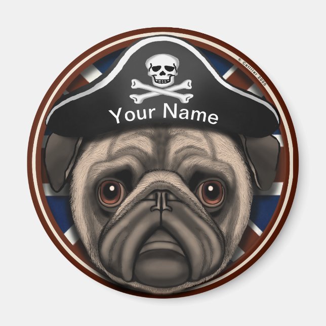 Imã Pug Pirata (Frente)
