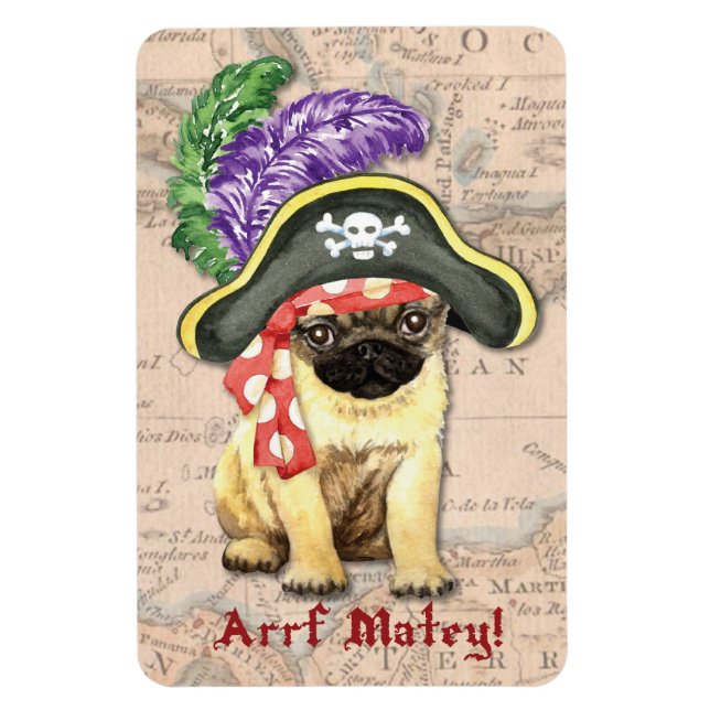 Ímã Pug Pirate (Vertical)