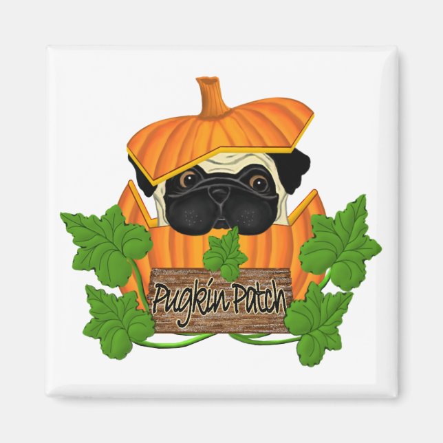 Imã Pug Pumpkin Patch (Frente)