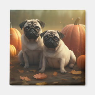 Imã Pug Puppy Autumn Delight Pumpkin