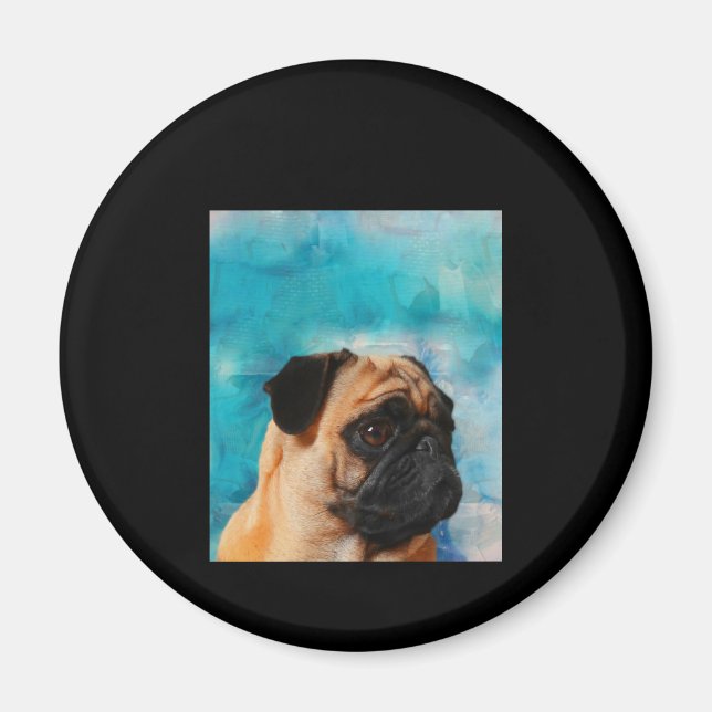 Imã Pug Retrato Cute Pug Face Pug Lover (Frente)