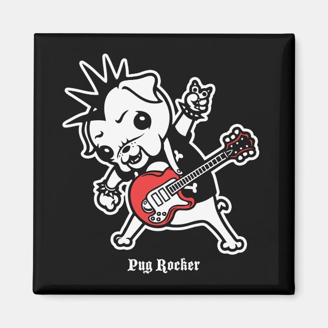 Imã Pug Rocker (Frente)