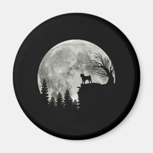 Imã Pug Stand On Mountain Spooky Halloween Moon