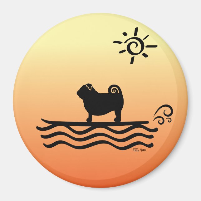 Imã Pug Surf Magnet (Frente)