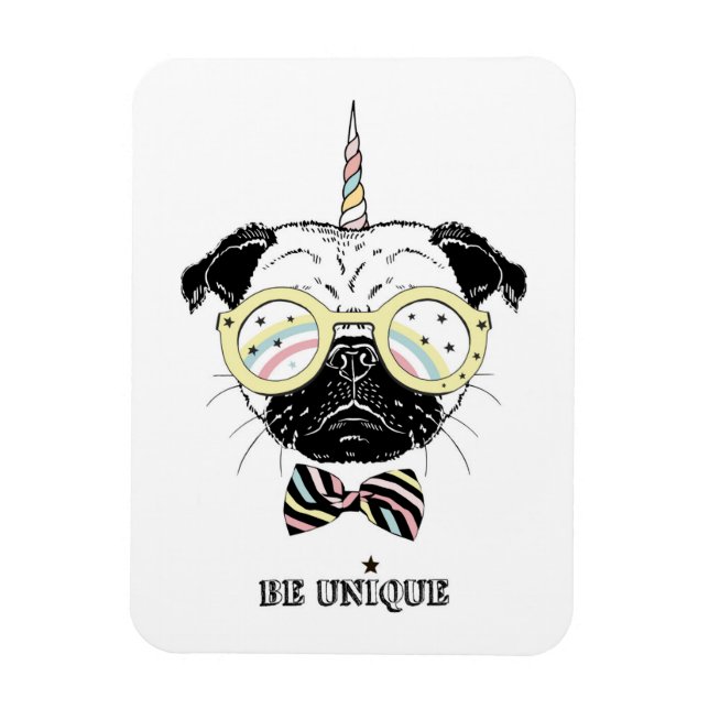 Ímã Pug Unicorn | Ser único (Vertical)