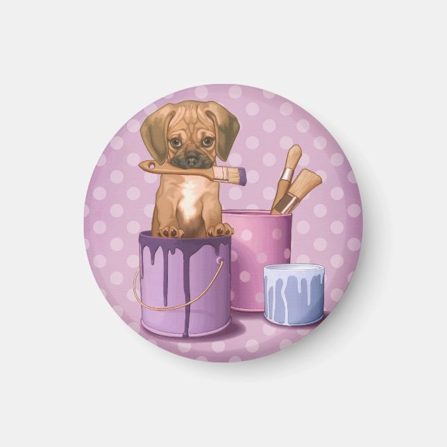 Imã Puggle no pote de pintura (Frente)