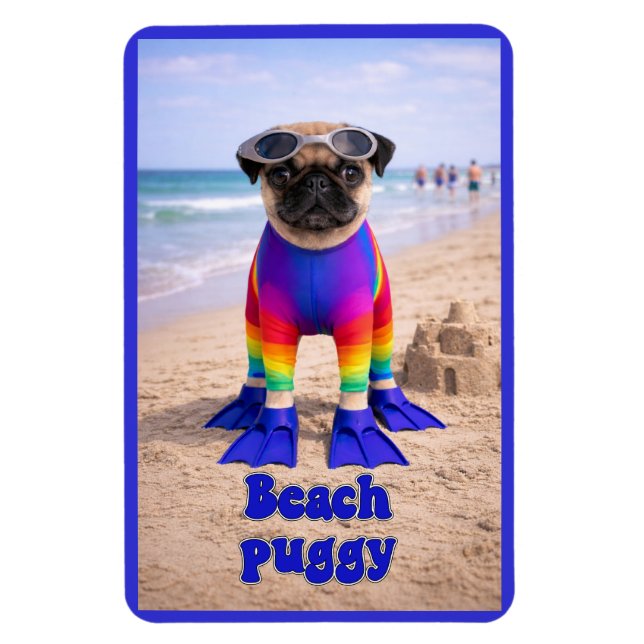 Ímã Puggy de Praia (Vertical)